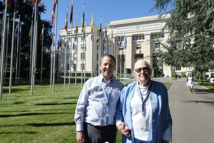 SCI Science Director Alan Bigelow, Ph.D. and Dr. Sonia Heptonstall at the United Nations Office at Geneva (UNOG), June 2018. 
