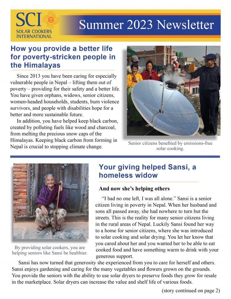 Update on solar cooking around the world, news from Kenya and past advocacy events.