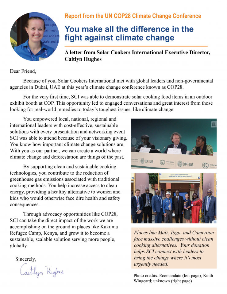 Executive Director Caitlyn Hughes shares highlights from COP28