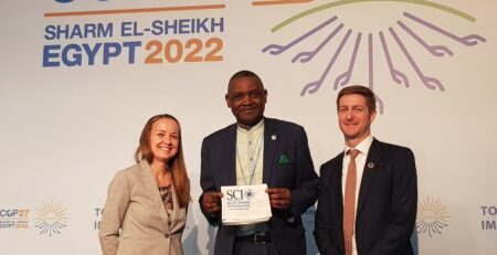 SCI COP27 press conference with Dr. Hans André Lohayo Djamba discussing solar cooking and climate finance