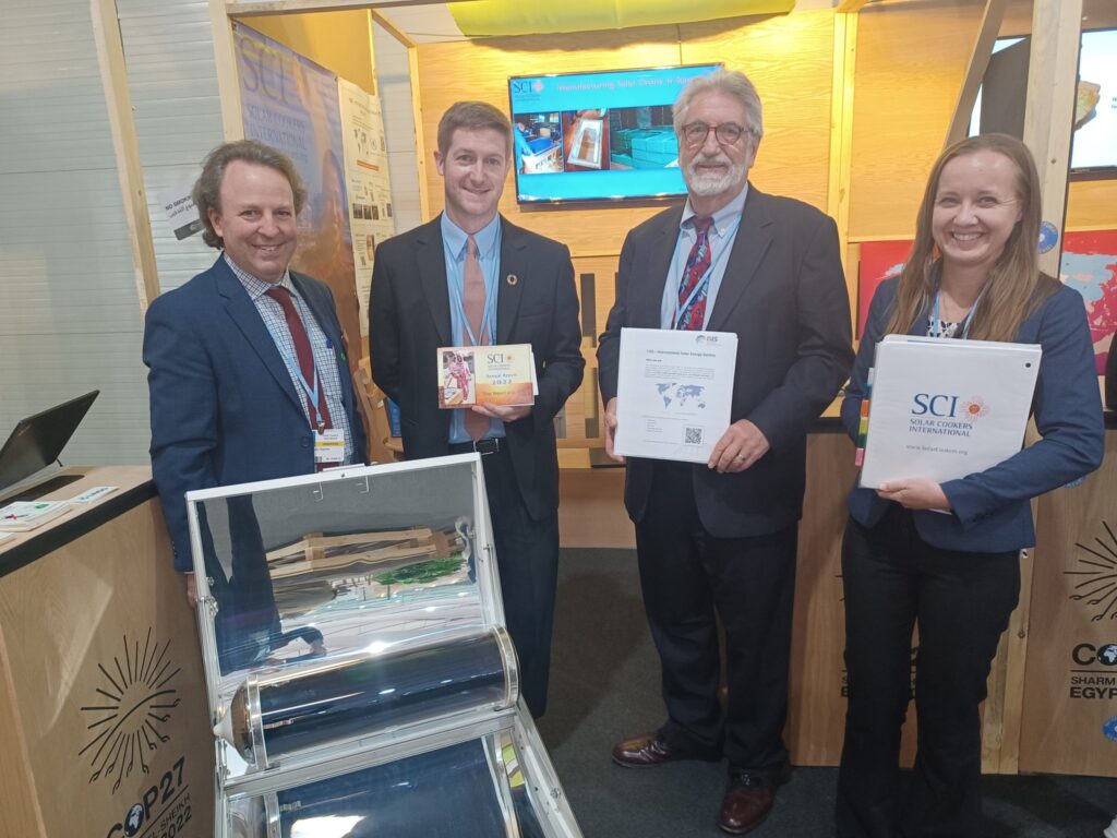 SCI representatives promoting solar cooking and clean energy solutions during COP27 events