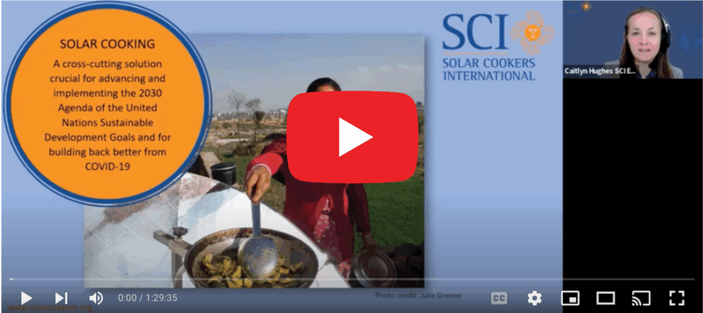 SCI speakers presenting solar cooking as a solution for climate resilience and sustainable development