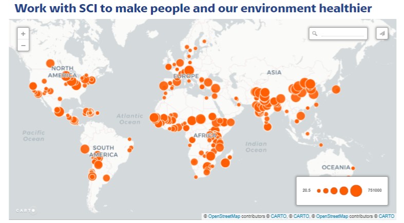 Solar Cookers International infographic showing 3.3 million solar cookers, reduced emissions, and global impact
