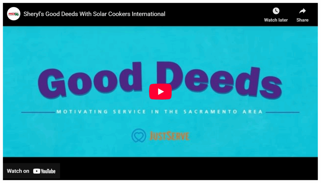 Caitlyn Hughes on Sheryl's Good Deeds discussing solar cooking and Kakuma Refugee Camp