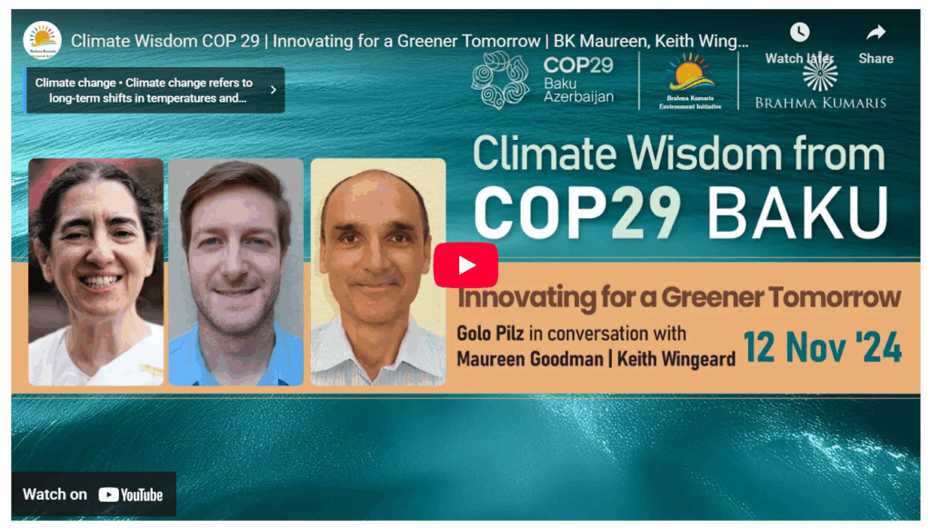 Panel discussion featuring Golo Pilz, Maureen Goodman, and Keith Wingeard at Climate Wisdom COP29