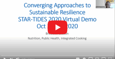 SCI Executive Director Caitlyn Hughes discussing sustainable resilience, food security, and solar cooking at the STAR-TIDES conference