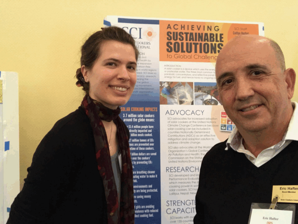 SCI representatives discussing solar cooking applications at the UC Solar Thermal Technologies Symposium