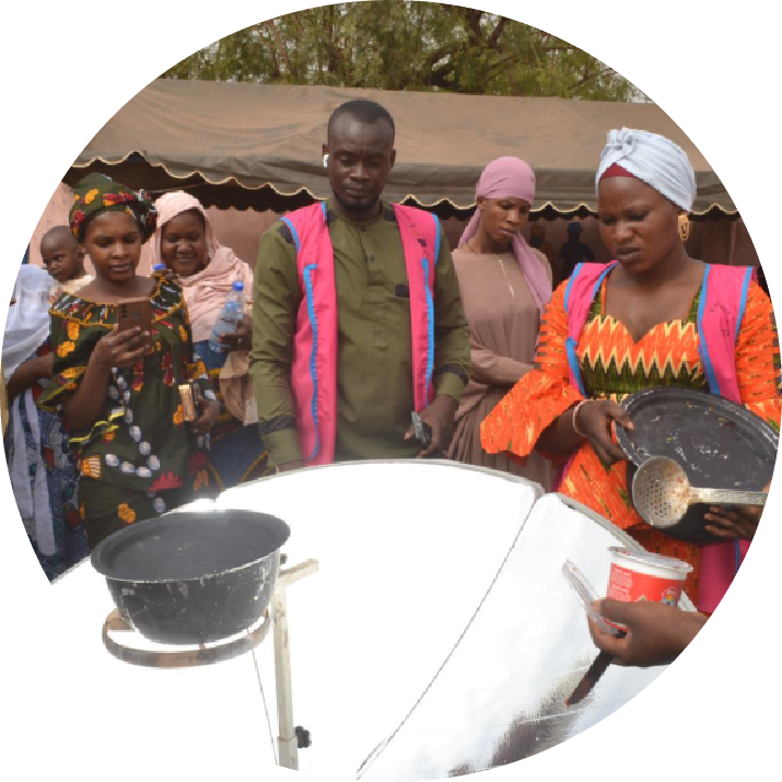 Locally made solar cookers being used by community members in Mali