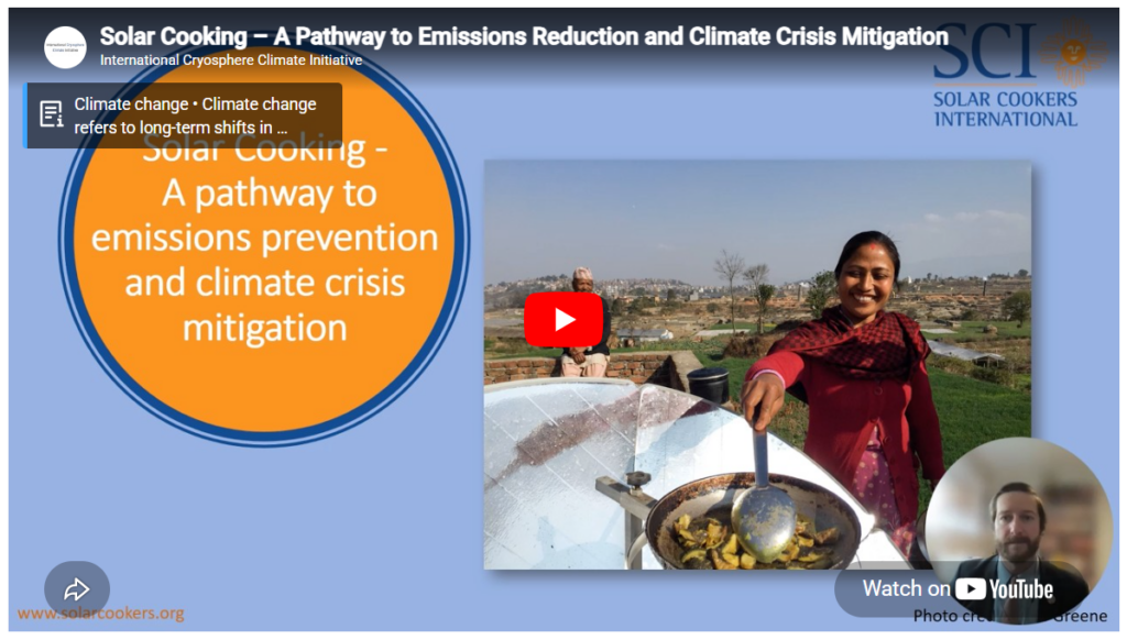Promotional banner for an international webinar on solar cooking and climate action