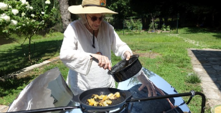 Mary Frank, artist and longtime advocate for solar cooking, celebrating her 93rd birthday